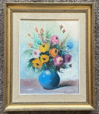 VTG Oil Painting On Canvas ~ Art Gallery Angelo Ponza ~ Singed 15" x 18"