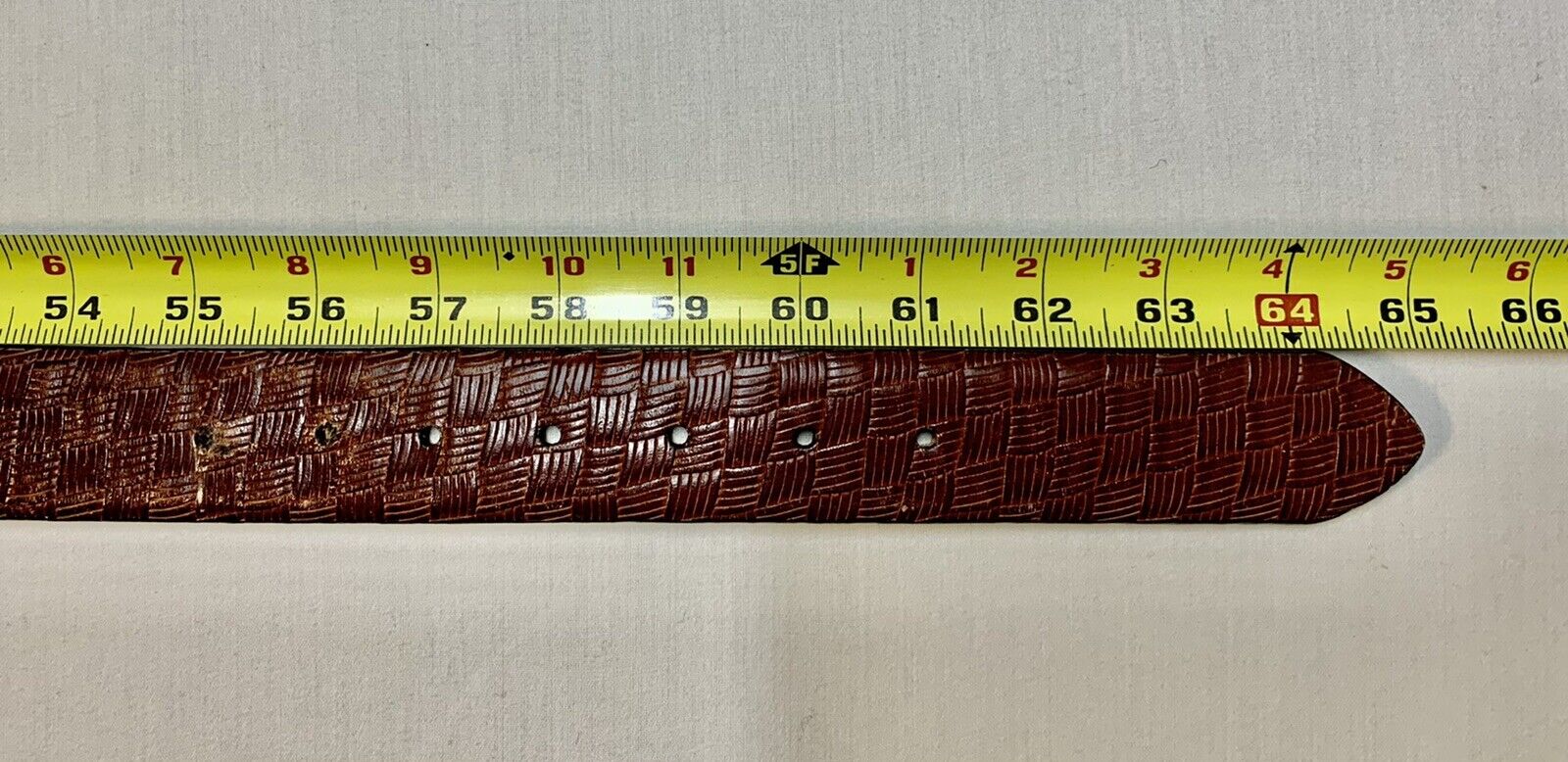 Brown Genuine Leather Embossed Basketweave Mens B… - image 12