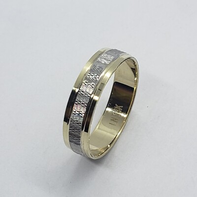 Authentischer 14K zweifarbiger D/C Gold Ehering Unisex Größen 6-11 [kostenlose Gravur]