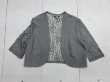 Maya Brooke Womens Grey Lace Crop Blazer Size 10