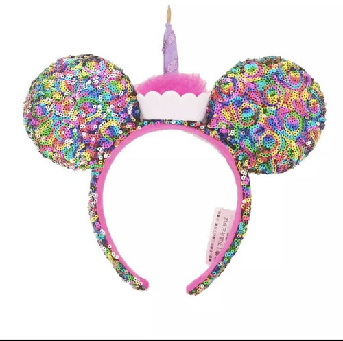 Cerchietto paillettes torta cupcake orecchie Minnie Topolino buon compleanno parchi Disney - Foto 1 di 6