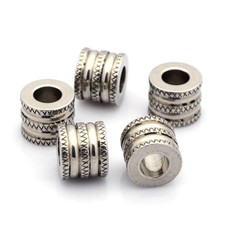 10pcs 304 Stainless Steel Beads Grooved Column Decorative Large Hole Spacer 12mm