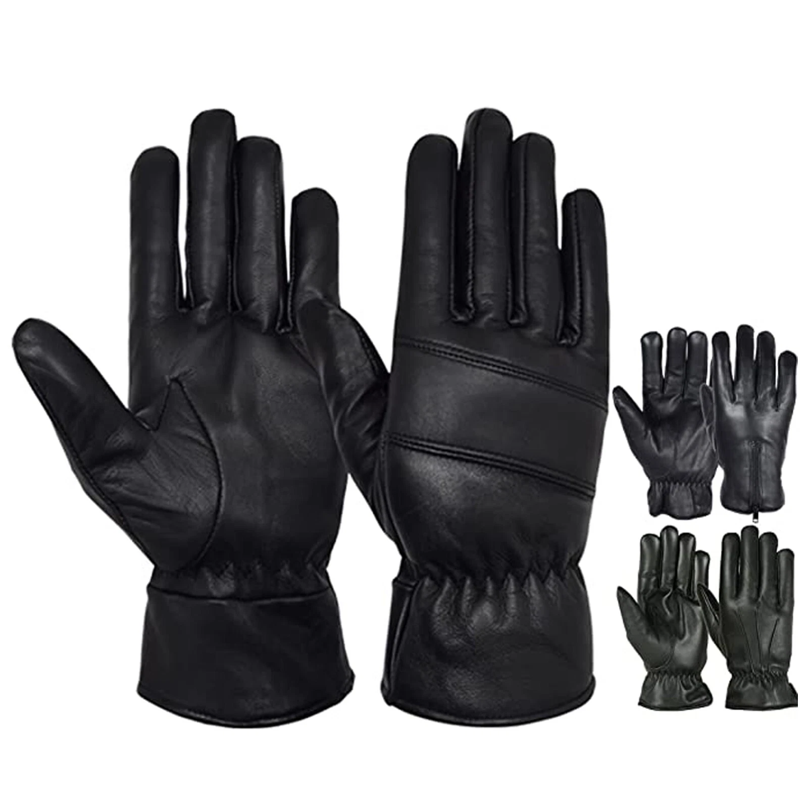 Mens Warm Winter Leather Gloves Dress Motorcycle Driving Cold Weather Thermal
