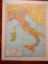 Cartina Geografica, ITALIA Politica e  Fisica scala 1:4.200 000, Fronte-Retro