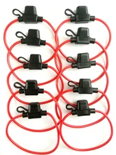 10 pcs 12GA. ATM/APM MINI BLADE INLINE FUSE HOLDER CAR TRUCK BOAT RV COPPER WIRE