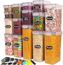 Airtight Food Storage Containers with Lids Set 15 Pack, Kitchen Pantry Organize