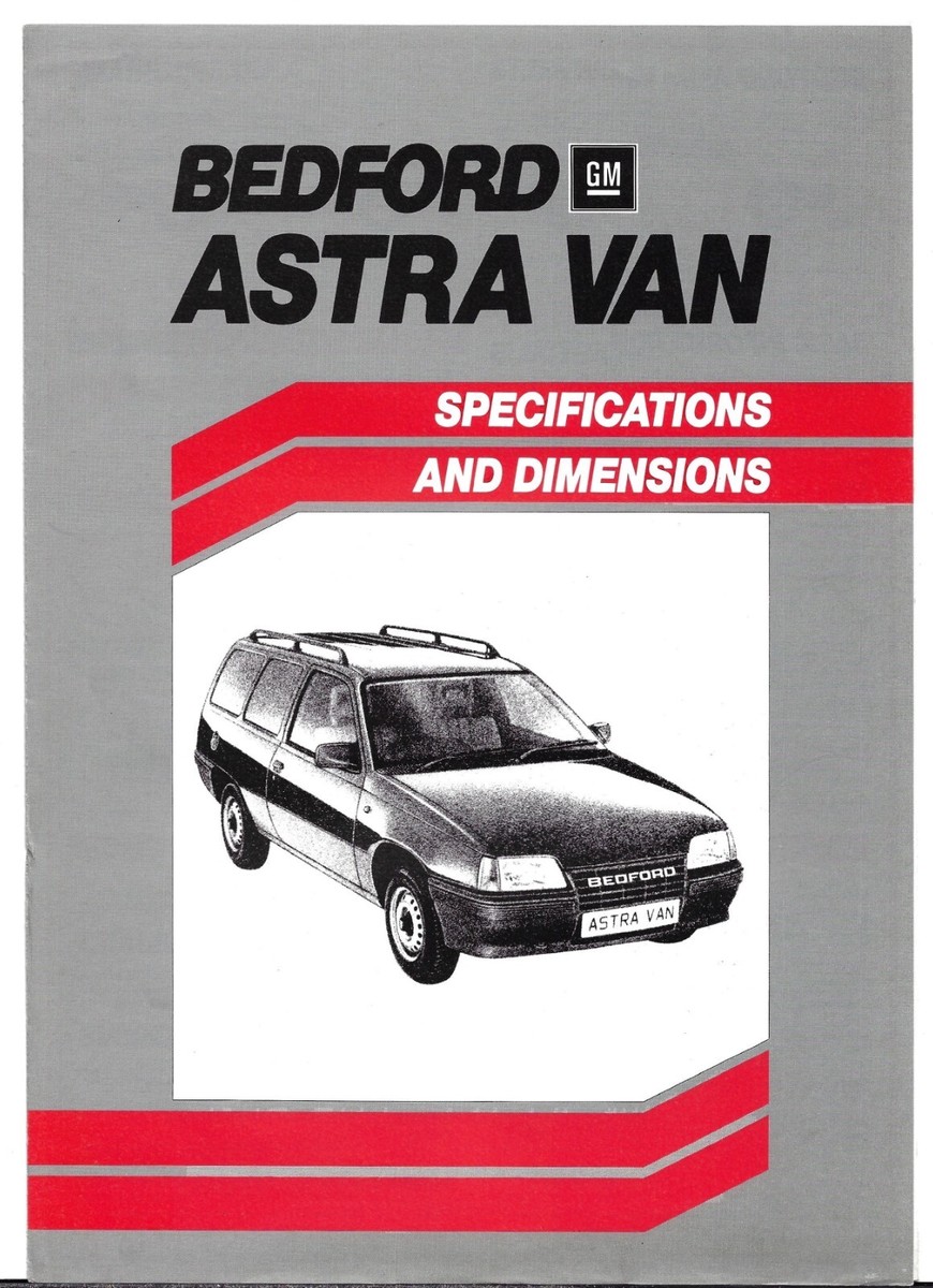 Bedford Astra Van Mk2 Specifications 1986-88 UK Market Foldout