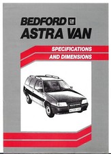 Bedford Astra Van Mk2 Specifications 1986-88 UK Market Foldout Brochure