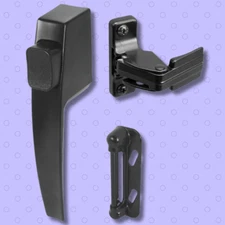 Push Button Screen Storm Door Latch Handle Set Night Lock Lever Metal Door Black