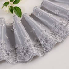 30cm Width Lace Trim Edge Ribbon Embroidered Floral Craft Material Curtain Sew