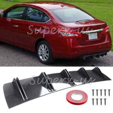 For Nissan Sentra Carbon Fiber Look Rear Bumper Chin Lip Diffuser Shark 5-fins