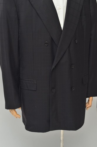 BRIONI Black Wool Plaid Double Breasted Suit Blazer + Trousers XL Made in Italy - Picture 5 of 23