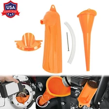 3 PCS Orange Primary Oil Fill Funnel+Drip Free Oil Filter Set Fit For Harley