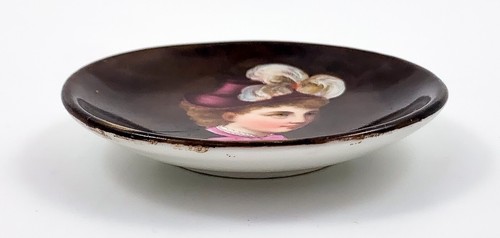 Antique Victorian KPM porcelain plaque portrait miniature dish young lady - Picture 6 of 10