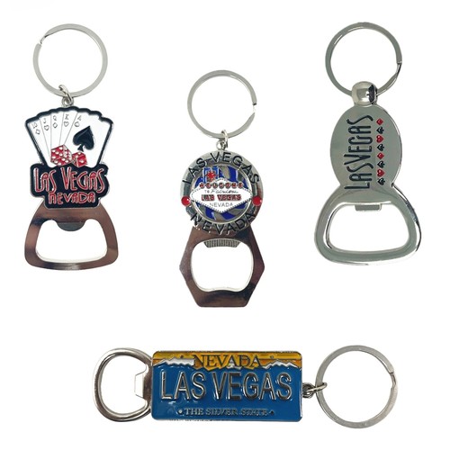 12 Pezzi Las Vegas Portachiavi Anello in Metallo, 4 Apribottiglie, Poker Chip, Nevada - Foto 5 di 7