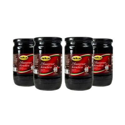 Food-United Amarena-Kirschen in Sirup 4 x Glas 890g Spezialität Italien kandiert