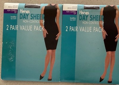 2 Packs of Pantyhose (4 Pairs)NEW* Size AB color barely black* sandlefoot Style