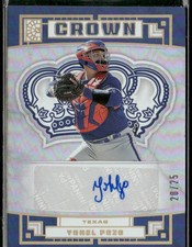 2022 Panini Capstone #C-YP Yohel Pozo Crown Autographs Holo Gold #/25 Rangers