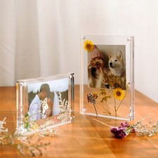 Transparent Acrylic Photo Frame Magnetic Poster Display Stand Desktop Ornament