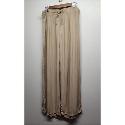 Zac & Rachel Boho Trouser Pants Women Size XL Tan Relaxed Elastic Waist Beachy