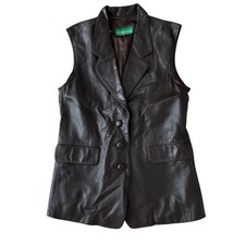 Vintage Espresso Brown Leather Vest Natural Leathers M