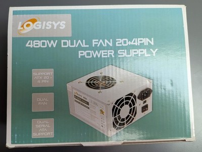 Logisys PS480D2 20/24 pin 480W Power Supply for ATX 20/24 Dual SATA NIB
