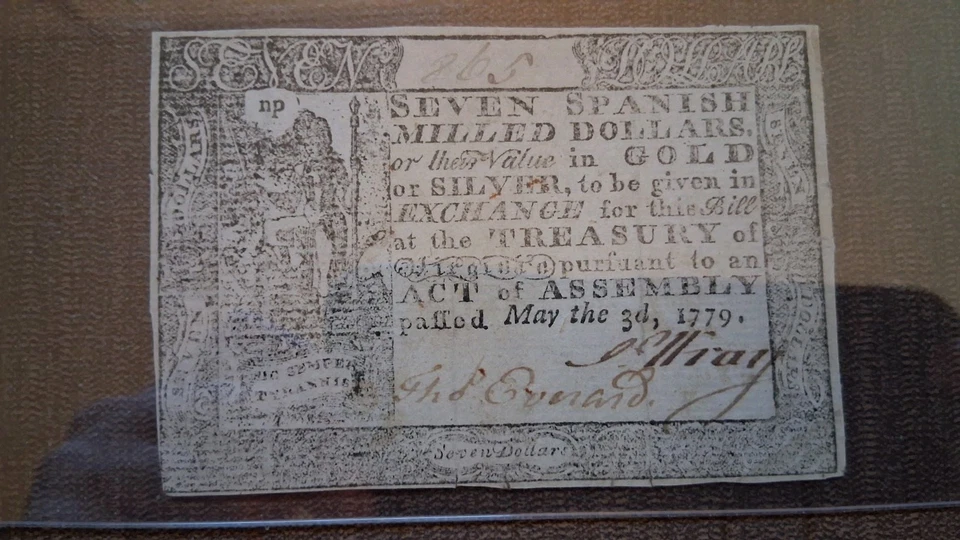 VA-166 TOP POP! Virginia Colonial Currency $7 Spanish Milled Dollars PCGS 45 Net - Image 3 of 4