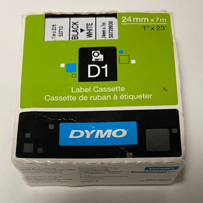Original DYMO D1 Labels Black Print on White   24mm x 7m Self-Adhesive Labels