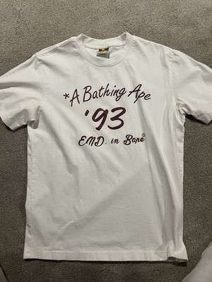 A Bathing Ape '93 EMD Bone White Men's Graphic Logo Jersey T-Shirt Size S