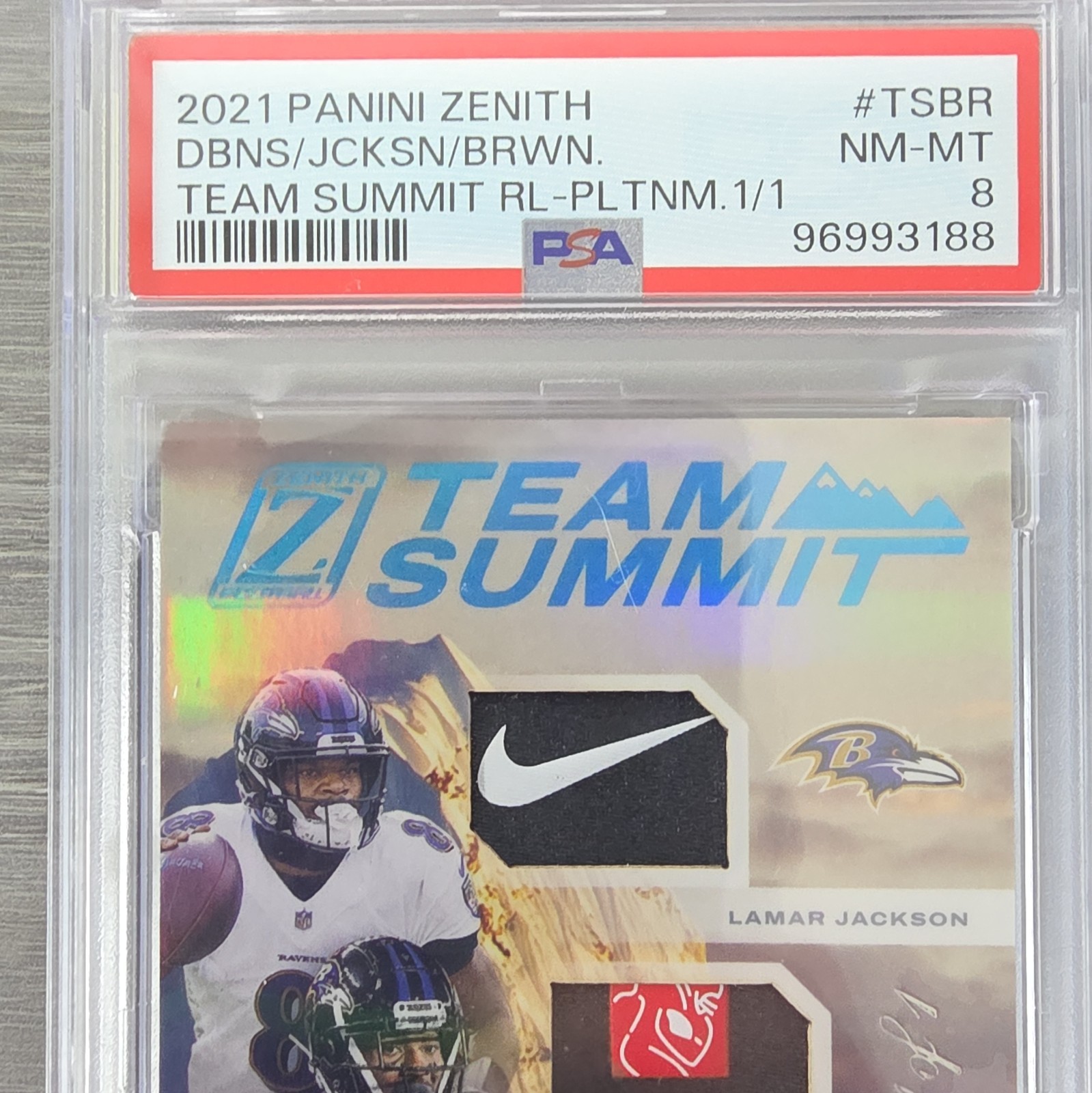 Panini 2021 Zenith Team Summit Platinum TS-BR 1/1 Jackson Dobbins Ravens view 2
