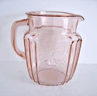 Anchor Hocking Mayfair Open Rose Pitcher Pink Depression Glass Vintage 32 oz 6”