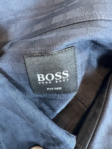 Boss Hugo Boss Shirt Men's XXL Black Fitted Cotton L/S Button Up Casual Party - Picture 3 of 11