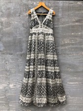 Monsoon Hippy Bohemian Black Silver Ethnic Long Maxi Summer Holiday Dress (10)