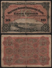 33144 - DOA / DEUTSCH-OSTAFRIKANISCHE BANK, 10 Rupien, 15.06.1905, Grabowski D