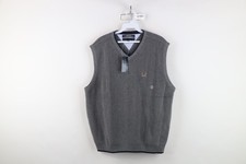 Deadstock Vtg 90s Tommy Hilfiger Mens XL Cotton Ribbed Knit Sweater Vest Gray
