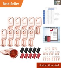 10PCS Copper Battery Lugs with 3:1 Heat Shrink Tubing - Reliable Safe