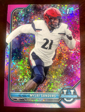 2022 1st Bowman U PINK SPECKLE Refractor MYJAI SANDERS Football Card 16 SP NFL