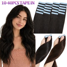 Tape In 100 Real Remy Human Hair Extensions Skin Weft Full Head Ombre Balayage