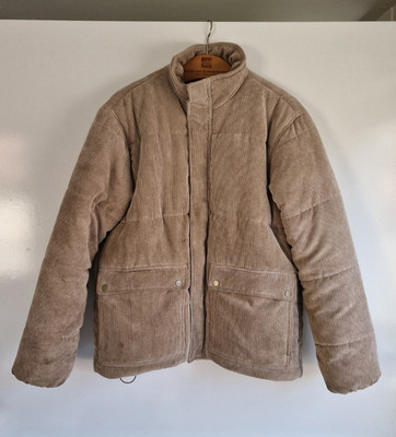 ONLY & SONS Herren Cord Steppjacke gefüttert beige Gr. L Stehkragen Zip
