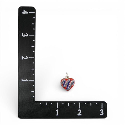 Charm cuore argento sterling e smalto Dio benedica America USA rosso blu patriottico - Foto 6 di 6