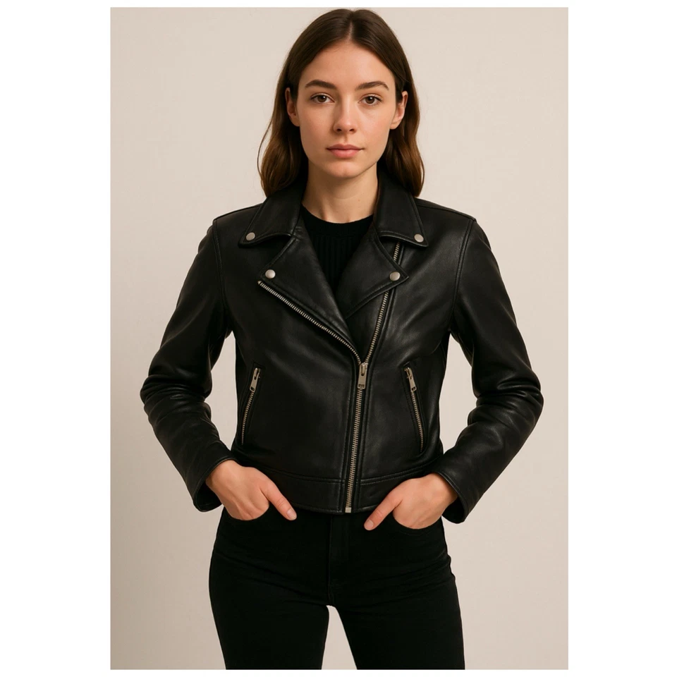 Levi’s 黑色人造皮革摩托夹克女式 3X 大码骑手 — 第 4/4 张图片