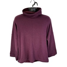 Athleta Cozy Karma Funnel Neck Sweatshirt Maroon Sz Large Oversized Buttery Soft