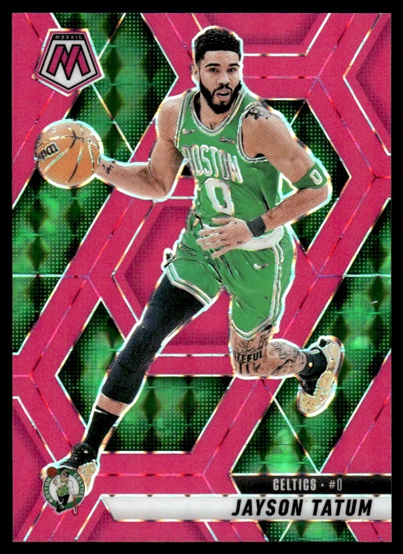 2024-25 Panini Mosaic Pink Fluorescent Jayson Tatum 10/10 Boston Celtics #188