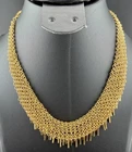 Vintage Metal Gold Tone Waterfall Necklace Chain Costume Jewelry 15 Inches
