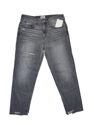 Etica Marlowe Slim Boyfriend Mid Rise Stormy Skies Gray Distressed Jeans 32 NWT