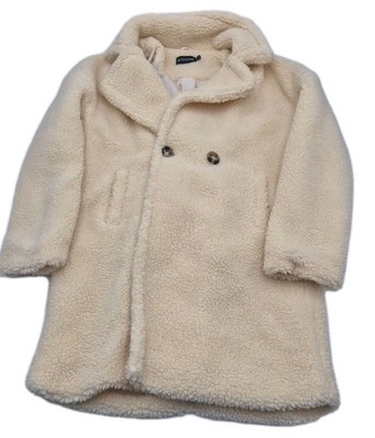 PrettyLittleThing Ivory Oversized Teddy Bear Borg Coat Size  US 2