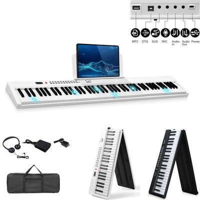 Folding Piano Keyboard 88 Key Portable Piano Semi-Weighted Key MIDI Bluetooth