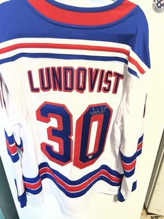 Henrik Lundqvist Autographed Fanatics Under Wraps Jersey Rangers HOF Goalie