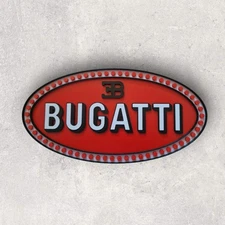 Bugatti Metal Wall Sign Decor – Garage, Man Cave, Luxury Car Logo Art