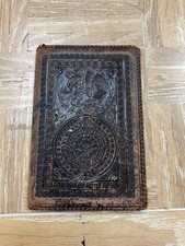 Cartera/carpeta de calendario azteca de cuero tooled vintage